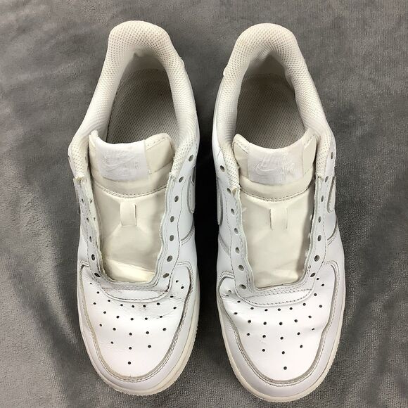 Nike Air Force 1 Low Top Sneaker Shoes White Leather Women’s 7 Mens 5.5 NO LACES - Picture 6 of 11